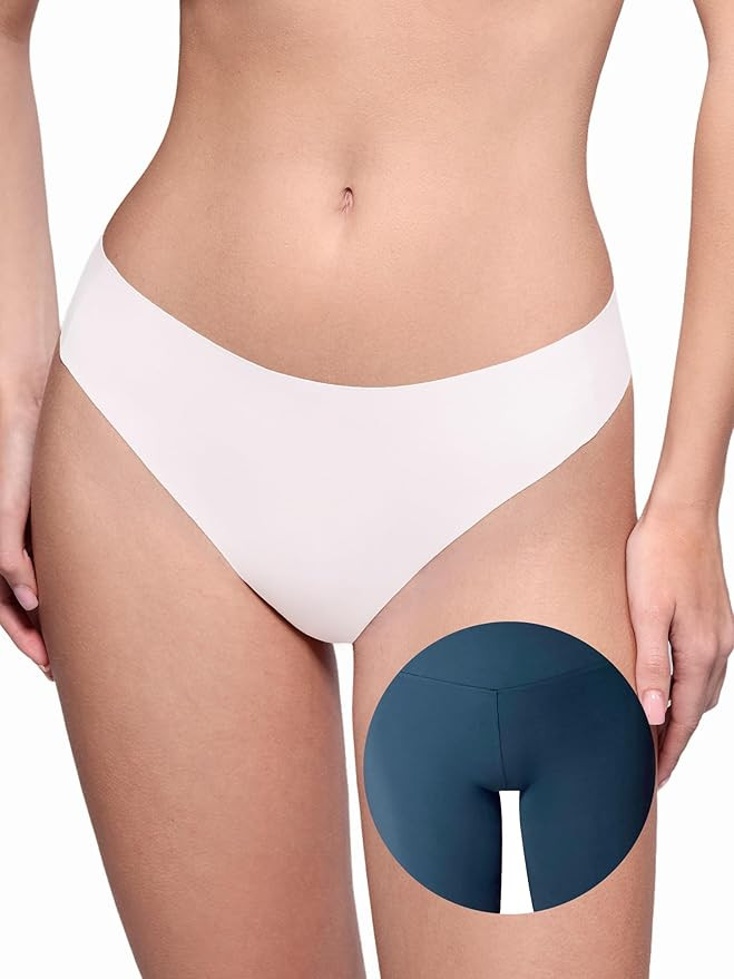LUCKMEEY Cotton Thongs for Women Seamless Thongs for Women No Show Thong Panty Liners Workout G-S... | Amazon (US)