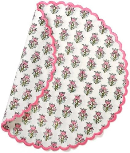 Ridhi Indian Floral Hand Block Printed 100% Pure Cotton Cloth Reversible Mats, Reusable Mats, 15"... | Amazon (US)