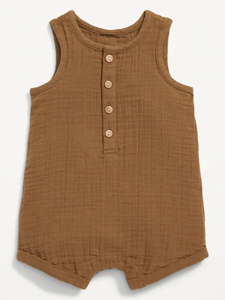 Unisex Sleeveless Henley Romper for Baby | Old Navy (US)