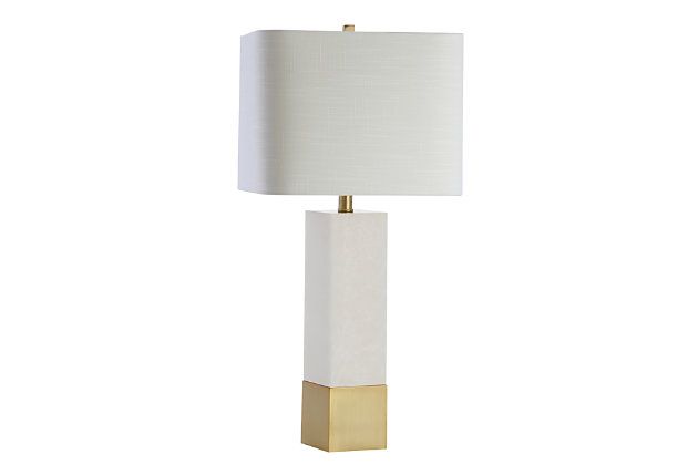 JONATHAN Y Jeffrey 29" Metal/Marble LED Table Lamp, Brass Gold/White | Ashley | Ashley Homestore