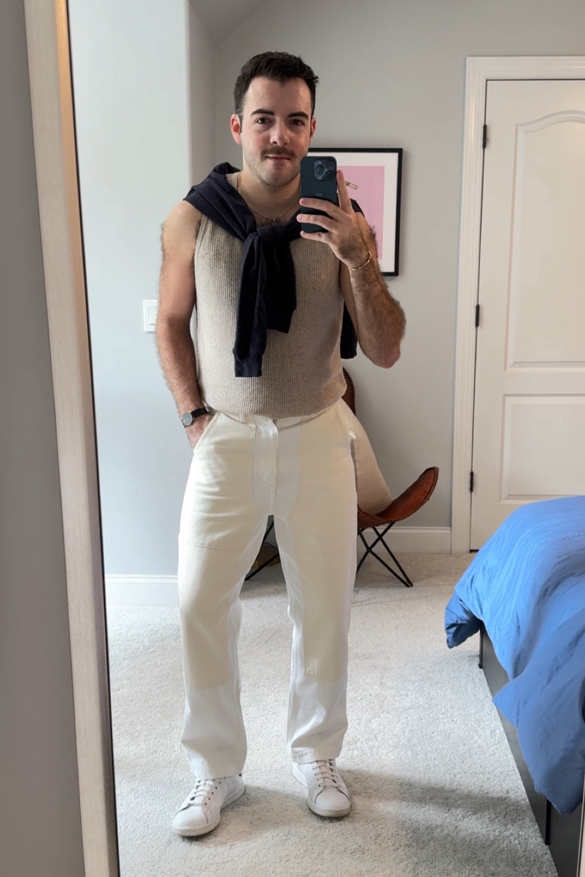 Casual summer fit I wore to host a shopping party at a store in town. I like tying a sweater or hoodie over my shoulders to add some more visual interest plus it can be useful  Sweater came in handy at dinner with the group afterwards  

#LTKMens #LTKSeasonal #LTKStyleTip
