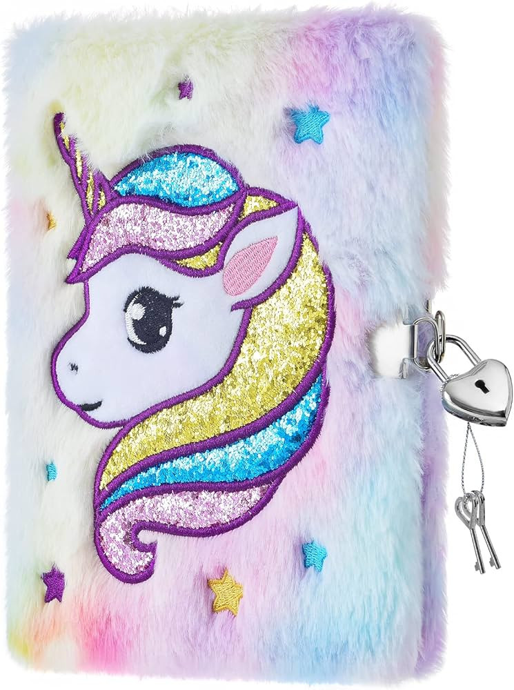 Girls Plush Diary - Girls Diary with Lock Notebook Journal for Kids Birthday Christmas Valentine ... | Amazon (US)