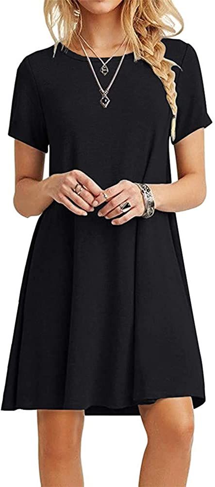 MOLERANI Women's Casual Plain Simple T-Shirt Loose Dress | Amazon (US)
