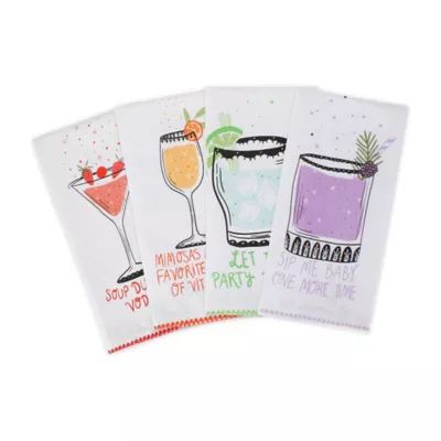 Sassy Cocktails 4-Pack Kitchen Towels in White/Multi | Bed Bath & Beyond | Bed Bath & Beyond