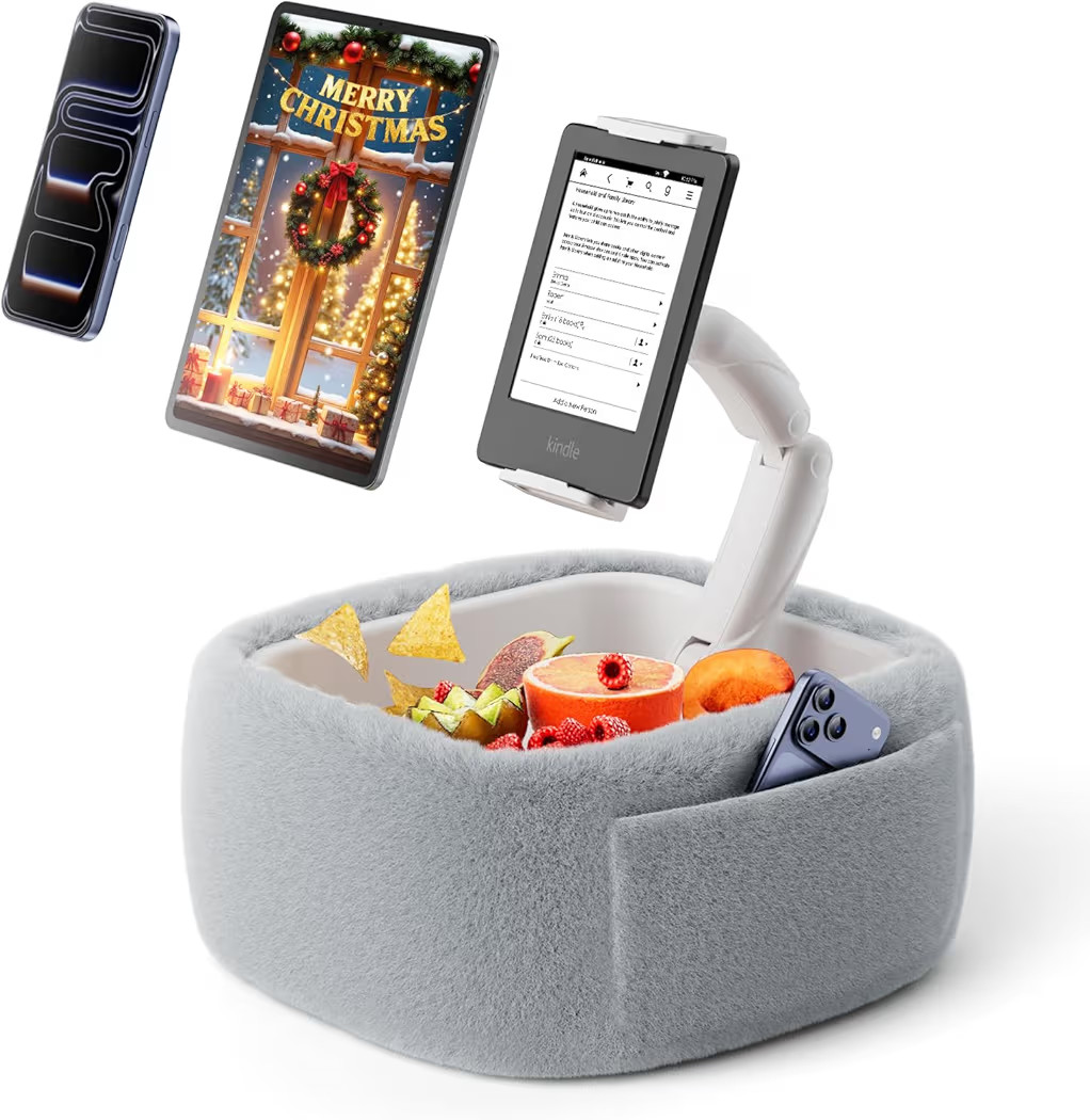 LULULOOK Ultra Fluffy Kindle Pillow Stand for Reading, Lap Tablet Pillow Stand with Snack Bowl & ... | Amazon (US)