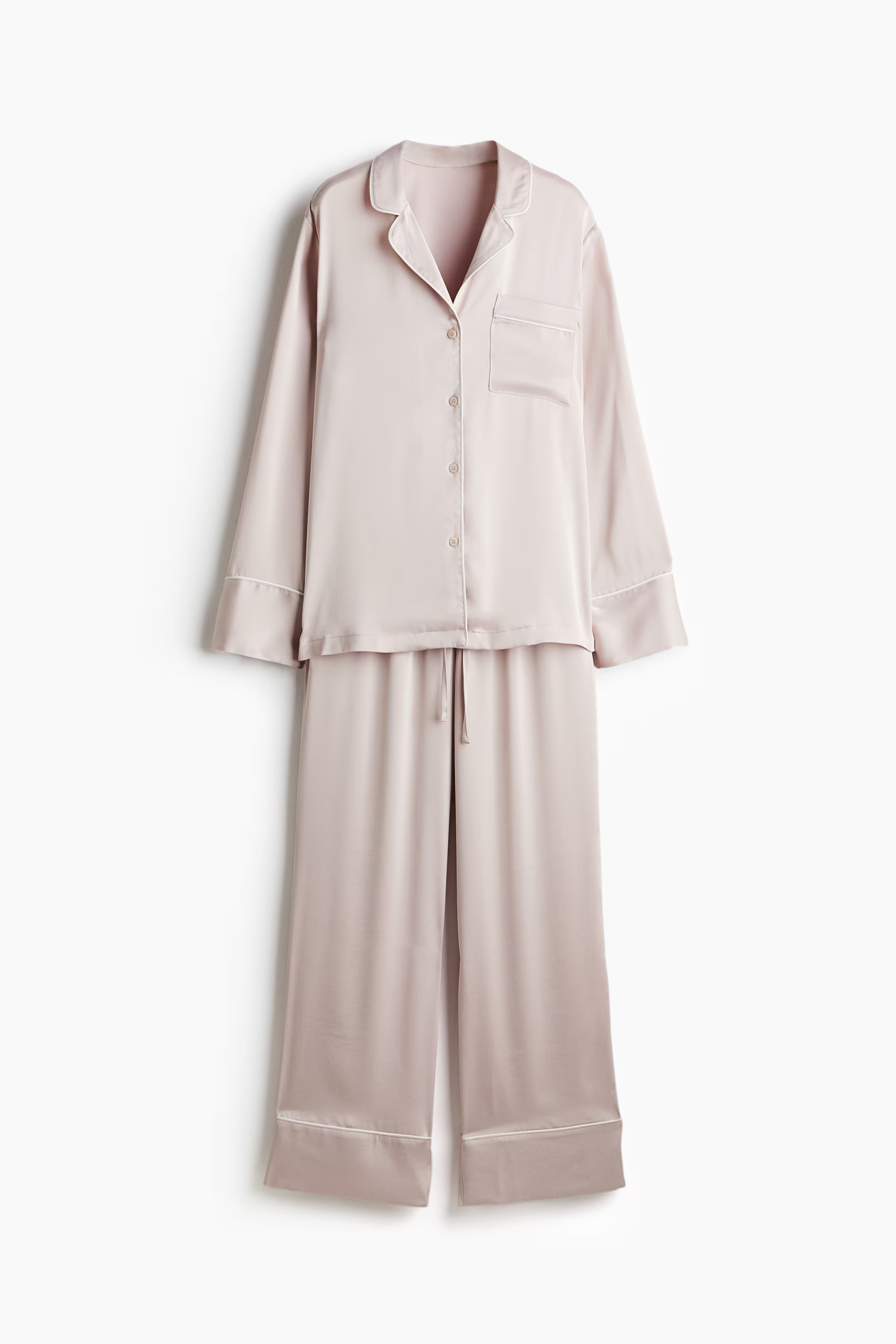 Satin pyjamas - Pale pink - Ladies | H&M GB | H&M (UK, MY, IN, SG, PH, TW, HK)