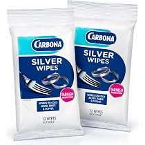 Carbona Silver Wipes, Tarnish Remover & Cleaner (12 Ct), 8.5" x 5.5" Pre-Moistened Wipes for Silv... | Amazon (US)