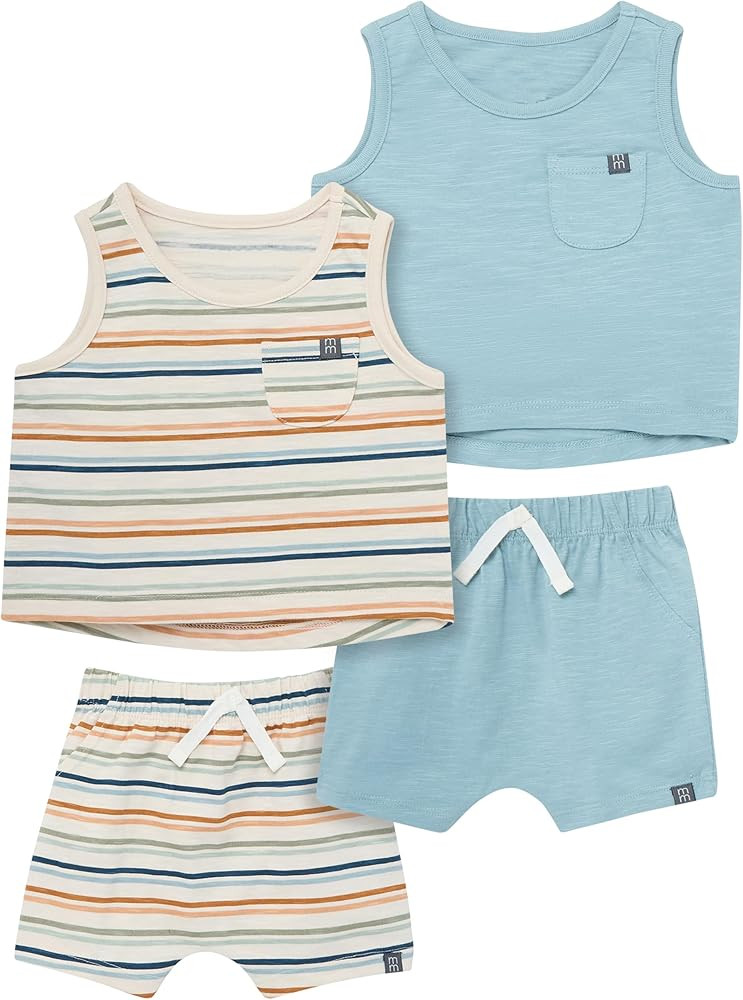 Modern Moments by Gerber Baby Boys 4-pack Sleeveless Top & Short Set | Amazon (US)