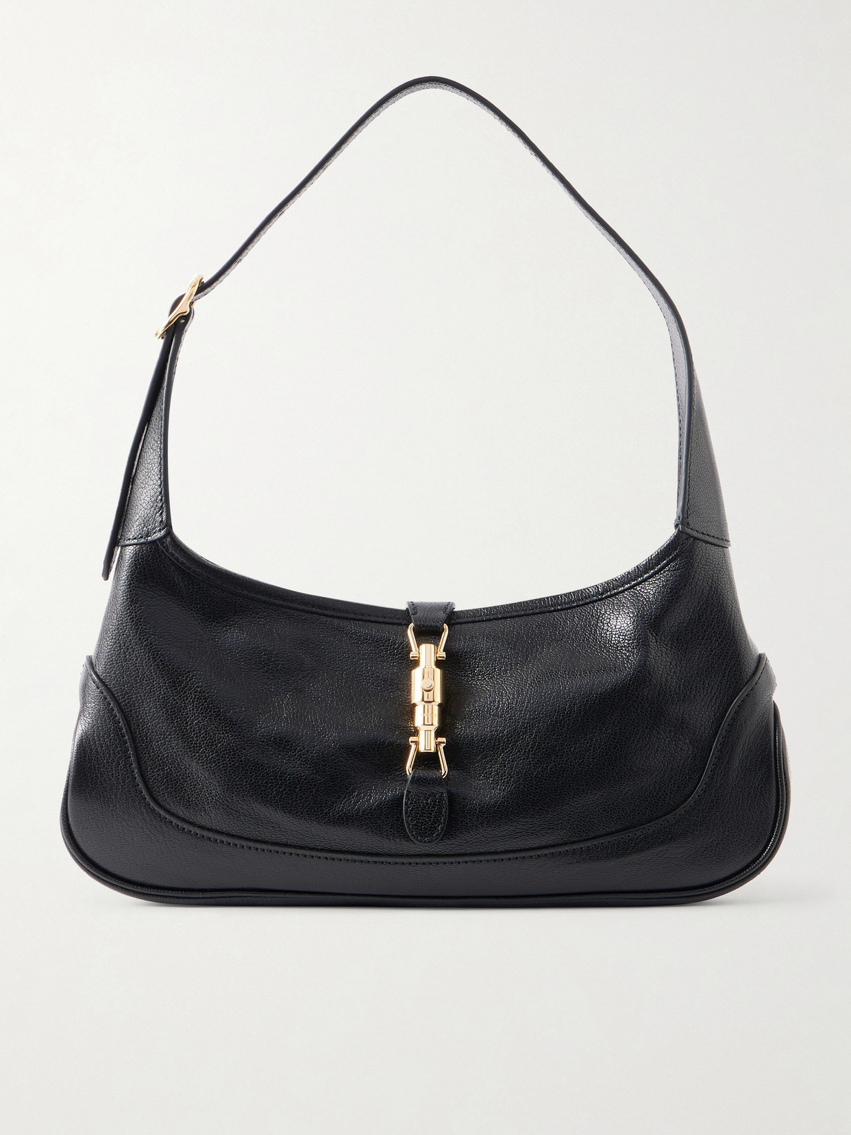 Gucci - Jackie Slim Textured-leather Shoulder Bag - Black | NET-A-PORTER (US)