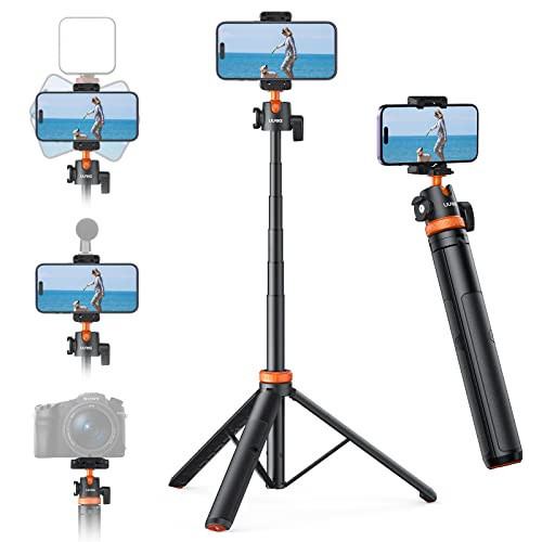 UURIG TP-02 Extendable Phone Tripod,51" Selfie Stick Phone Vlog Tripod Stand with 2 in 1 Phone Clip, 360° Ball Head Camera Tripod for iPhone Sony Canon GoPro, Lightweight for Travel | Amazon (US)