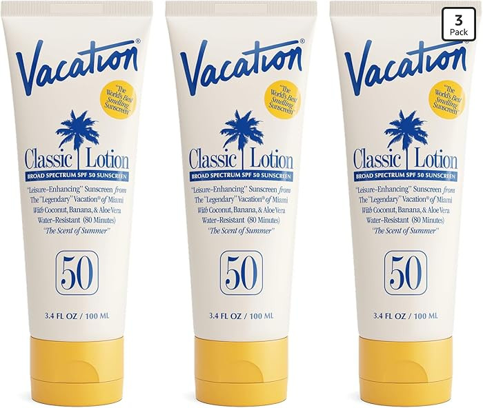 Vacation Classic Sunscreen Lotion SPF 50, Water-Resistant, Lightweight, Transparent on All Skin T... | Amazon (US)
