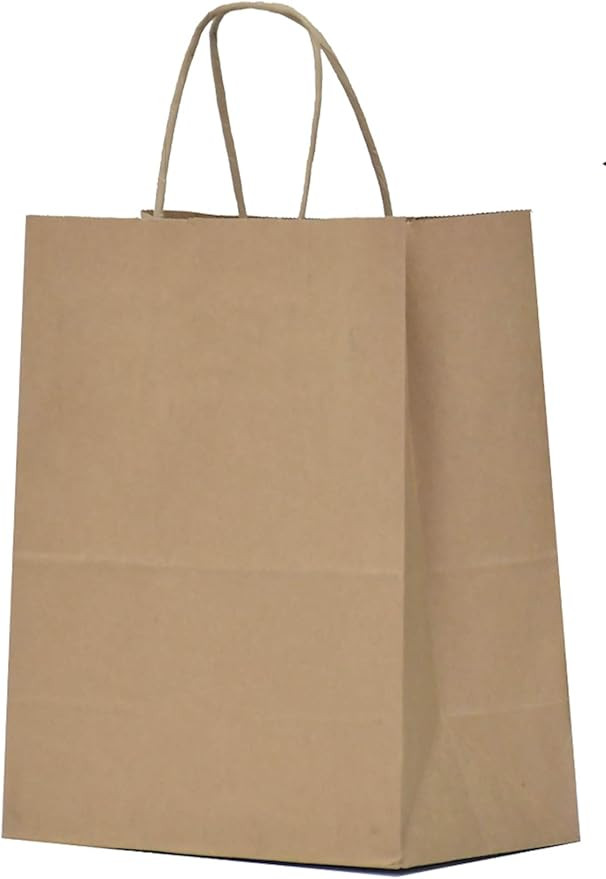 Kraft Paper Gift Bags with Handles - 8x4.25x10.5 25 Pcs Brown Shopping Bags, Party Bags, Goody Ba... | Amazon (US)