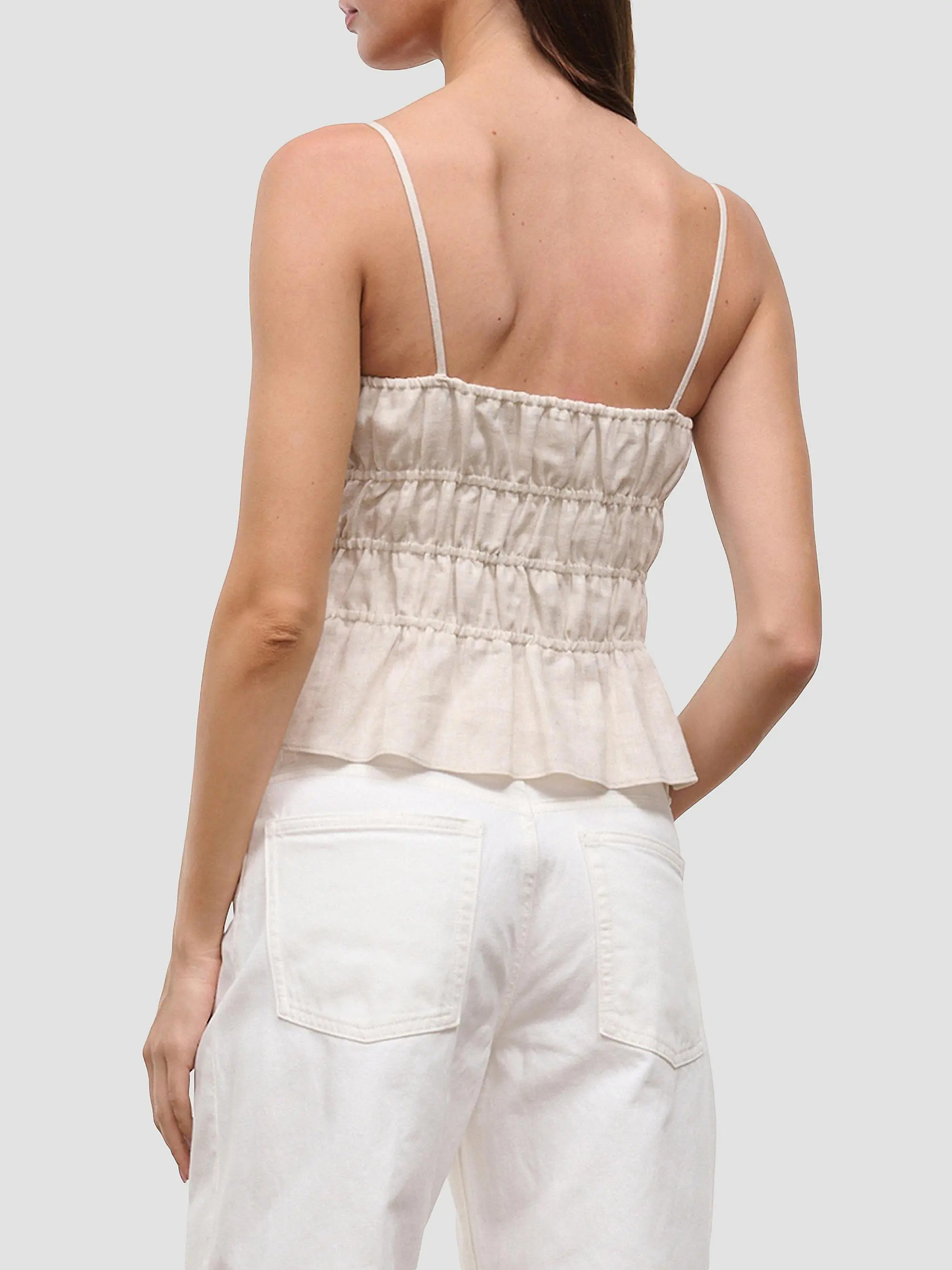 STAUD Ayla Linen Tank | Saks Fifth Avenue | Saks Fifth Avenue