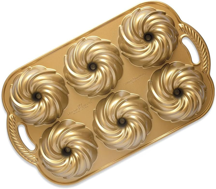 Nordic Ware Swirl Bundtlette Pan, 6-Cavity, Gold | Amazon (US)