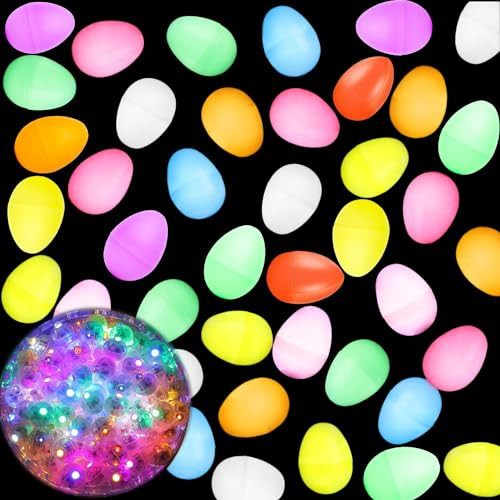 180 Pcs Glow Easter Eggs Set 80 Glow in The Dark Eggs with 100 led Round Balls Lights 2.5" Fillable Plastic Eggs for Easter Eggs Hunt, Basket Stuffers Fillers, Game, Easter Decorations | Amazon (US)