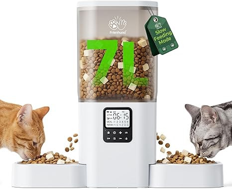 Frienhund Timed Automatic Cat Feeder 2 Cats with Slow Feed: Dual Automatic Dog Feeder with Inform... | Amazon (US)