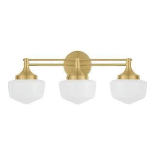 Home Decorators Collection Maybry 22.20 in. 3-Light Brushed Gold Vanity Light HDLI001 - The Home ... | The Home Depot