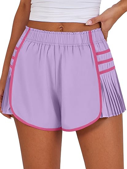 Caracilia Women Running Shorts Flowy Pleated Athletic Shorts Summer High Waisted Tennis Sporty Wo... | Amazon (US)