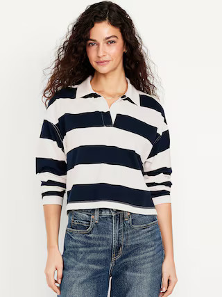 Rugby Stripe Crop Polo | Old Navy (US)