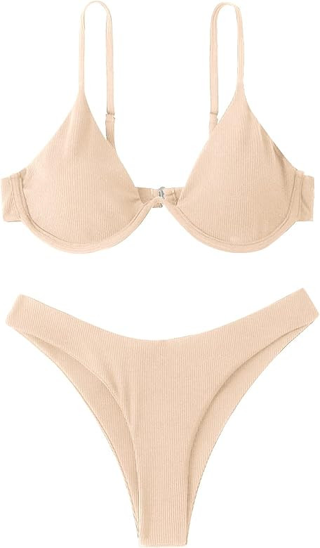 Verdusa Women's 2 Piece Triangle Bikini High Cut Bathing Suit Swimsuit | Amazon (US)