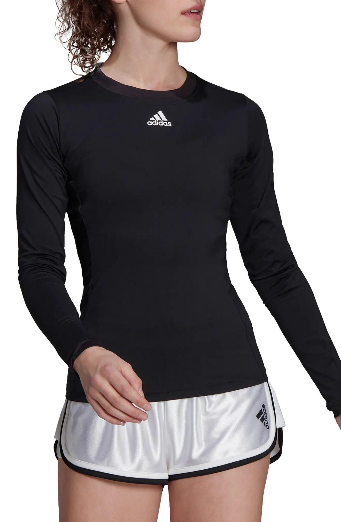 adidas Tennis Freelift Long Sleeve Tee in Black/White at Nordstrom, Size Small | Nordstrom
