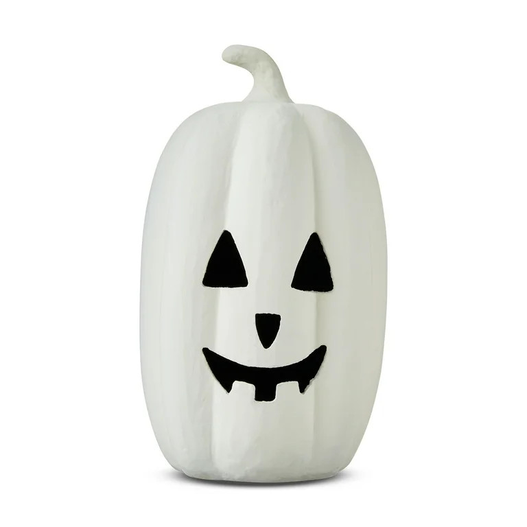Paper Mache White Pumpkin Tabletop Decor, 12" Height, Harvest by Way To Celebrate - Walmart.com | Walmart (US)