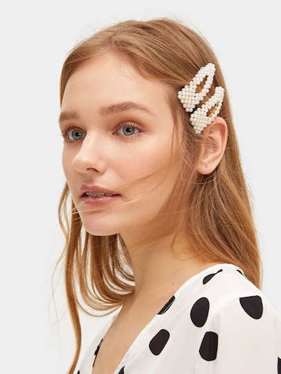 Faux Pearl Decor Hair Snap Clip 2pack | SHEIN
