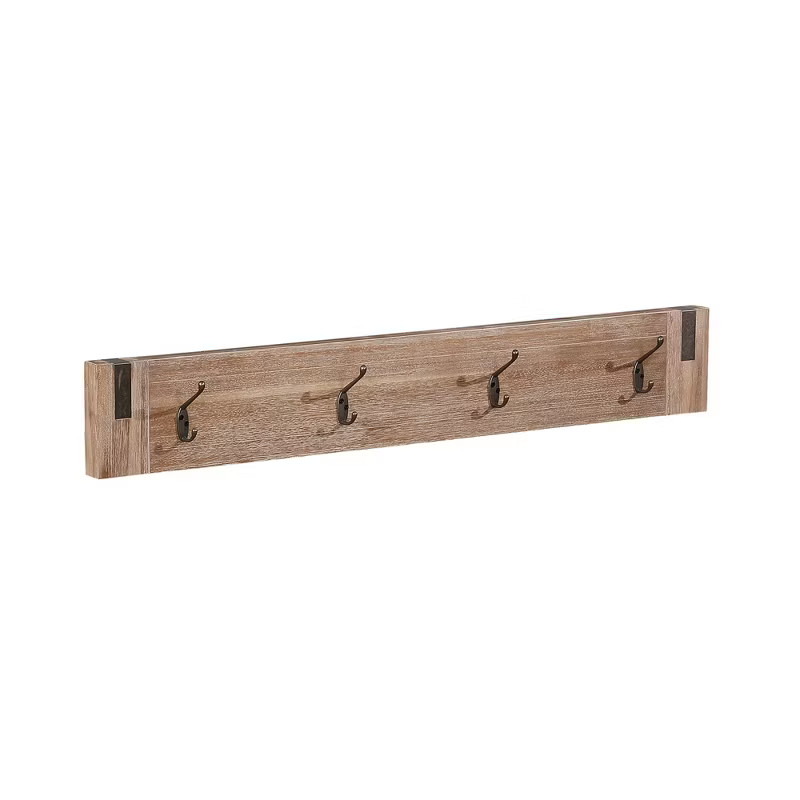 40" Wide Woodstock Acacia Wood with Metal Inset Coat Hook Brushed Driftwood - Alaterre Furnit... | Target