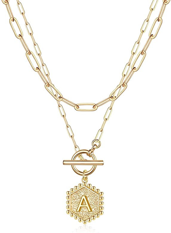 IEFWELL Layered Gold Necklaces for Women, 14K Gold Plated Paperclip Chain Necklace Gold Necklace ... | Amazon (US)