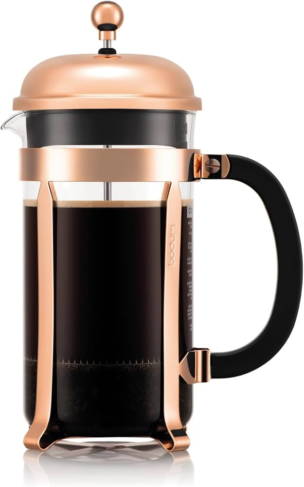 Bodum 34oz Chambord French Press Coffee Maker, High-Heat Borosilicate Glass, Stainless Steel, Cop... | Amazon (US)