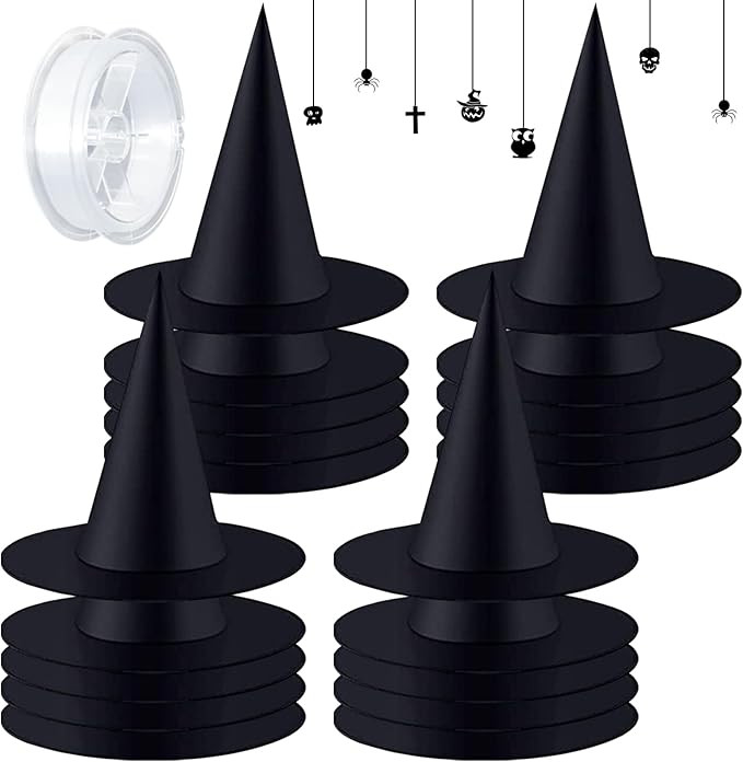 Halatool Halloween Witch Hats, Black Hanging Witch Hats Outdoor, Kids Witch Hat for Halloween Par... | Amazon (US)