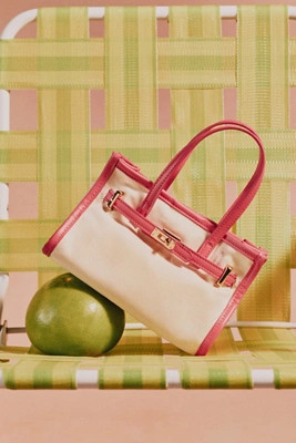 Faux Leather Trim Belted Canvas Mini Tote | Anthropologie (US)