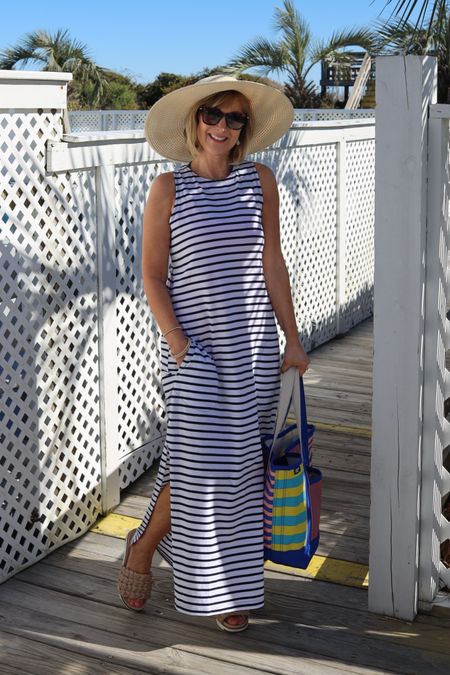 Long striped maxi swim cover with pockets and side slit is on sale $15.98!!!
High neck protects from the sun and puts the spotlight on your shoulders. Add a necklace to dress it up to wear to dinner.
Best deal ever!!!

#LTKswim #LTKSeasonal #LTKsalealert