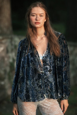 The Estela Burnout Sheer Printed Blouse | Anthropologie (US)