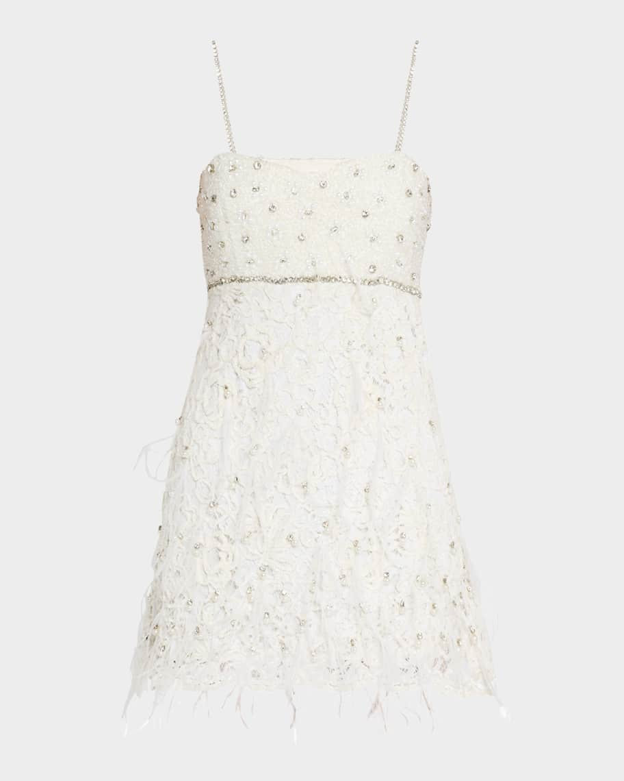 LoveShackFancy Brianne Embellished Lace Mini Dress | Neiman Marcus