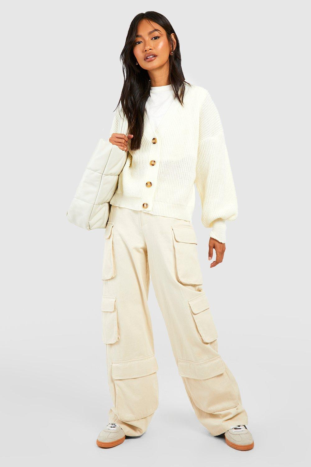 Balloon Sleeve Button Through Rib Cardigan | Boohoo.com (FI)