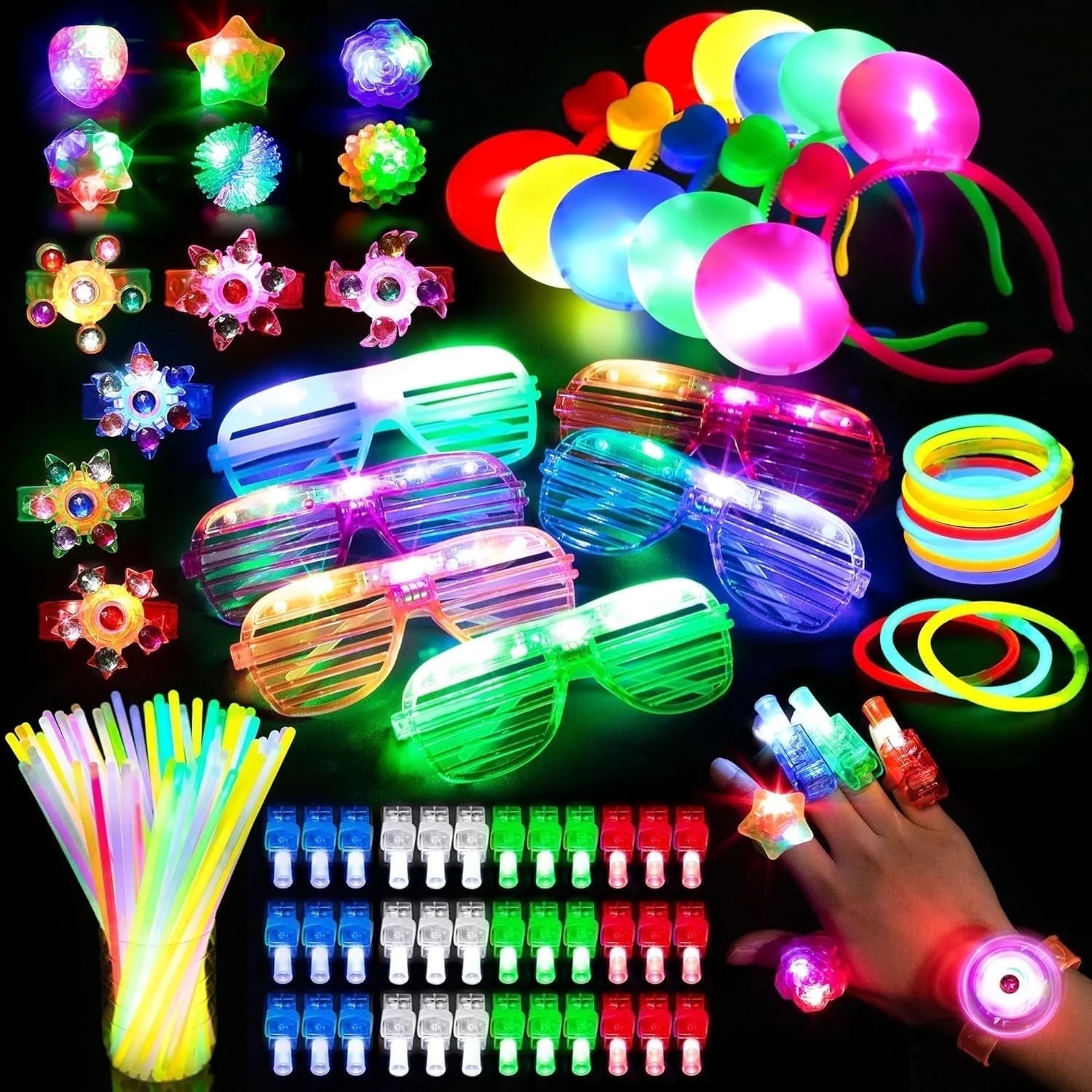 Mocoosy 103Pcs Glow in the Dark Party Supplies Light Up Party Favors LED Neon Halloween Toys Glow... | Walmart (US)