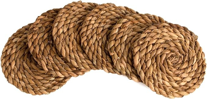 Essentials Boho Coasters for Drinks - Set of 6, Natural Wicker Raffia Woven Coasters, Eco-Friendl... | Amazon (US)