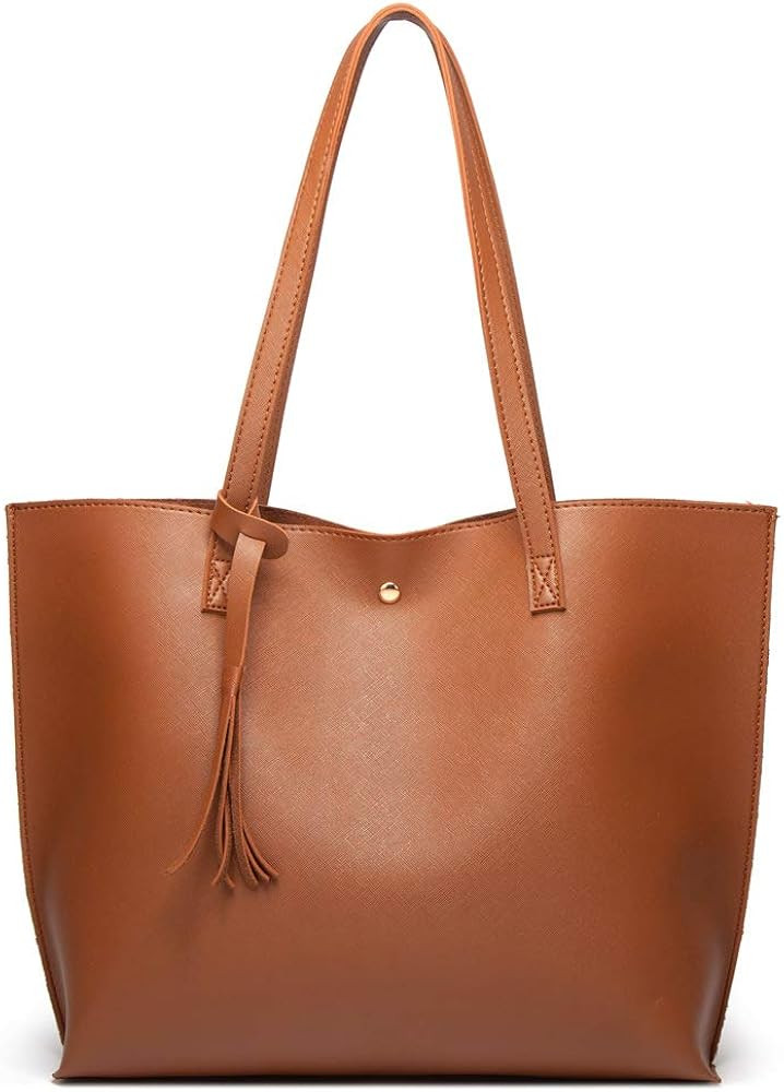 Women's Soft Faux Leather Tote Shoulder Bag from Dreubea, Big Capacity Tassel Handbag | Amazon (US)