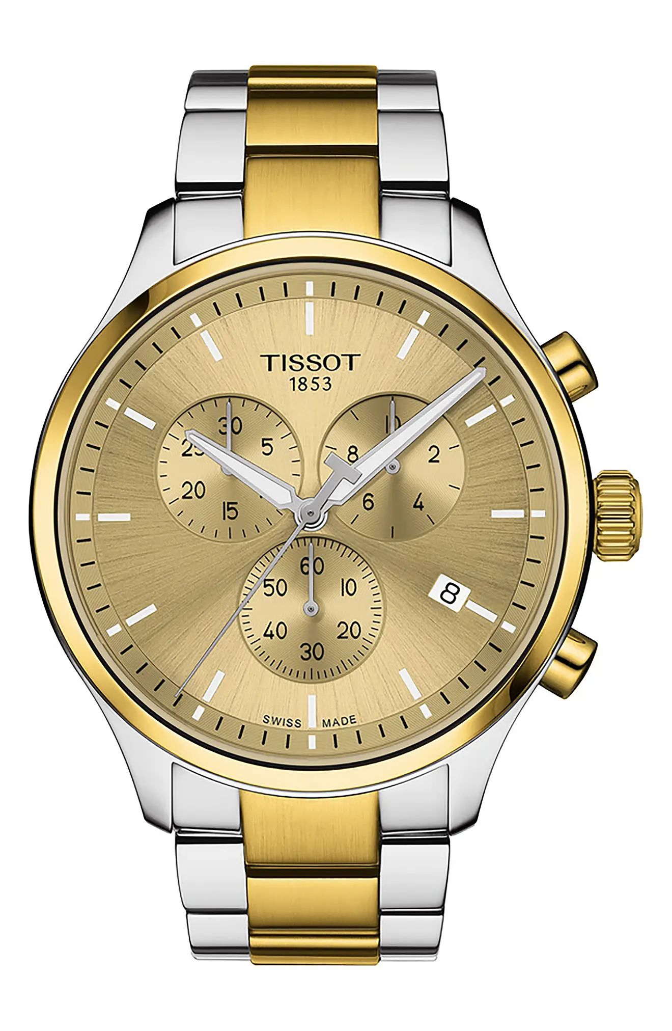 Tissot Chrono XL Chronograph Bracelet Watch, 45mm in Champagne /Golden at Nordstrom | Nordstrom