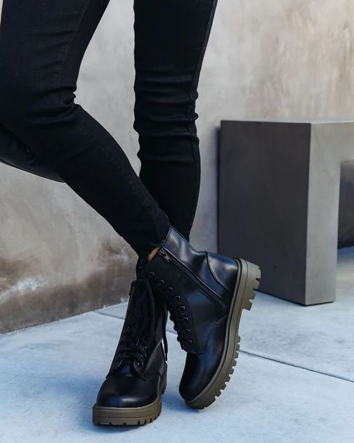 Martina Lace Up Combat Boots - Black | VICI Collection