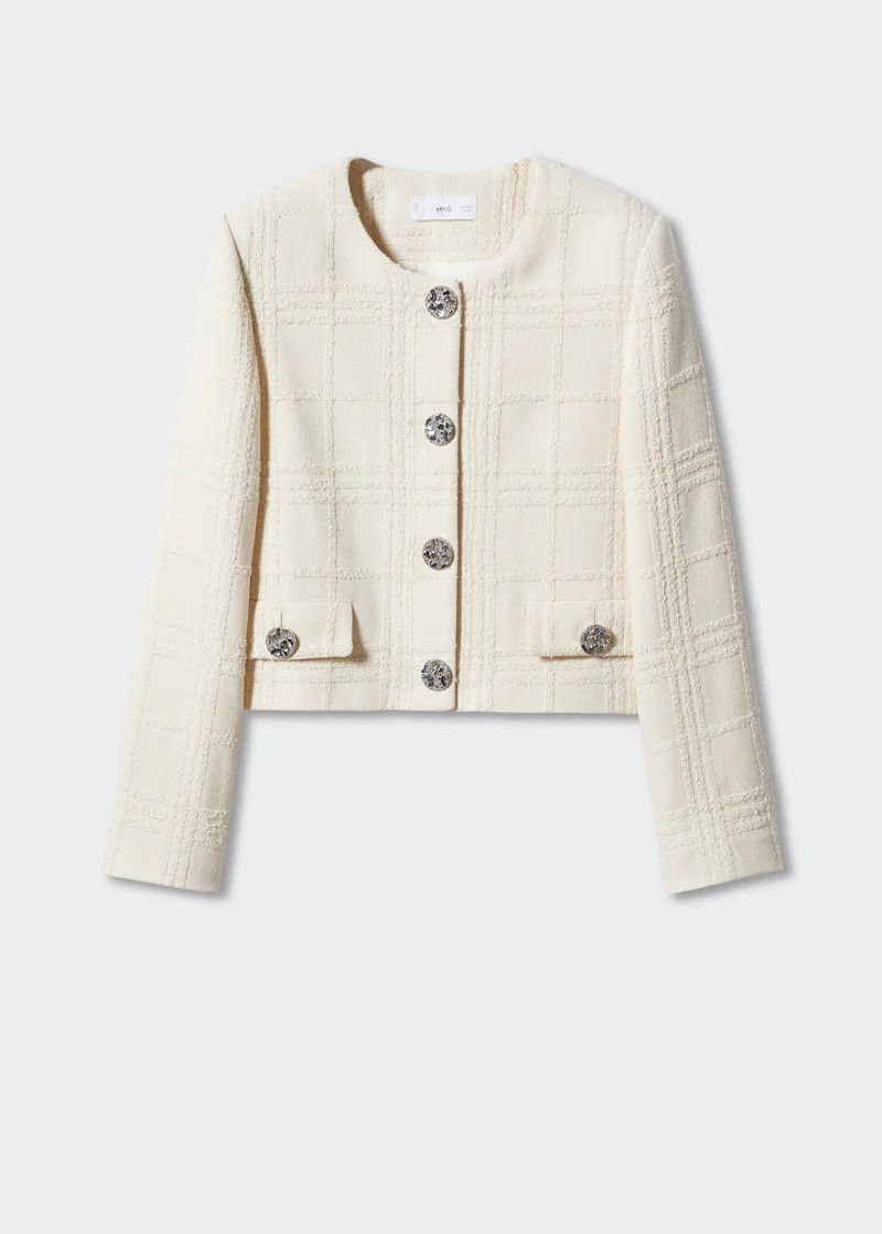 Checked texture jacket -  Women | Mango USA | MANGO (US)