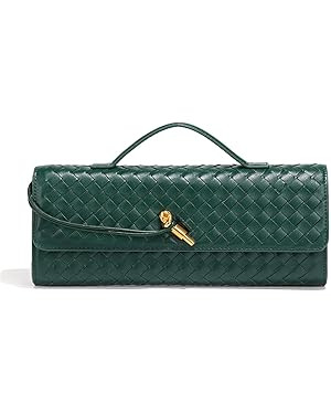 Evening Woven Clutch Purse for Women Casual Fashion Satchel Shoulder Handbag Vegan Leather Crossb... | Amazon (US)