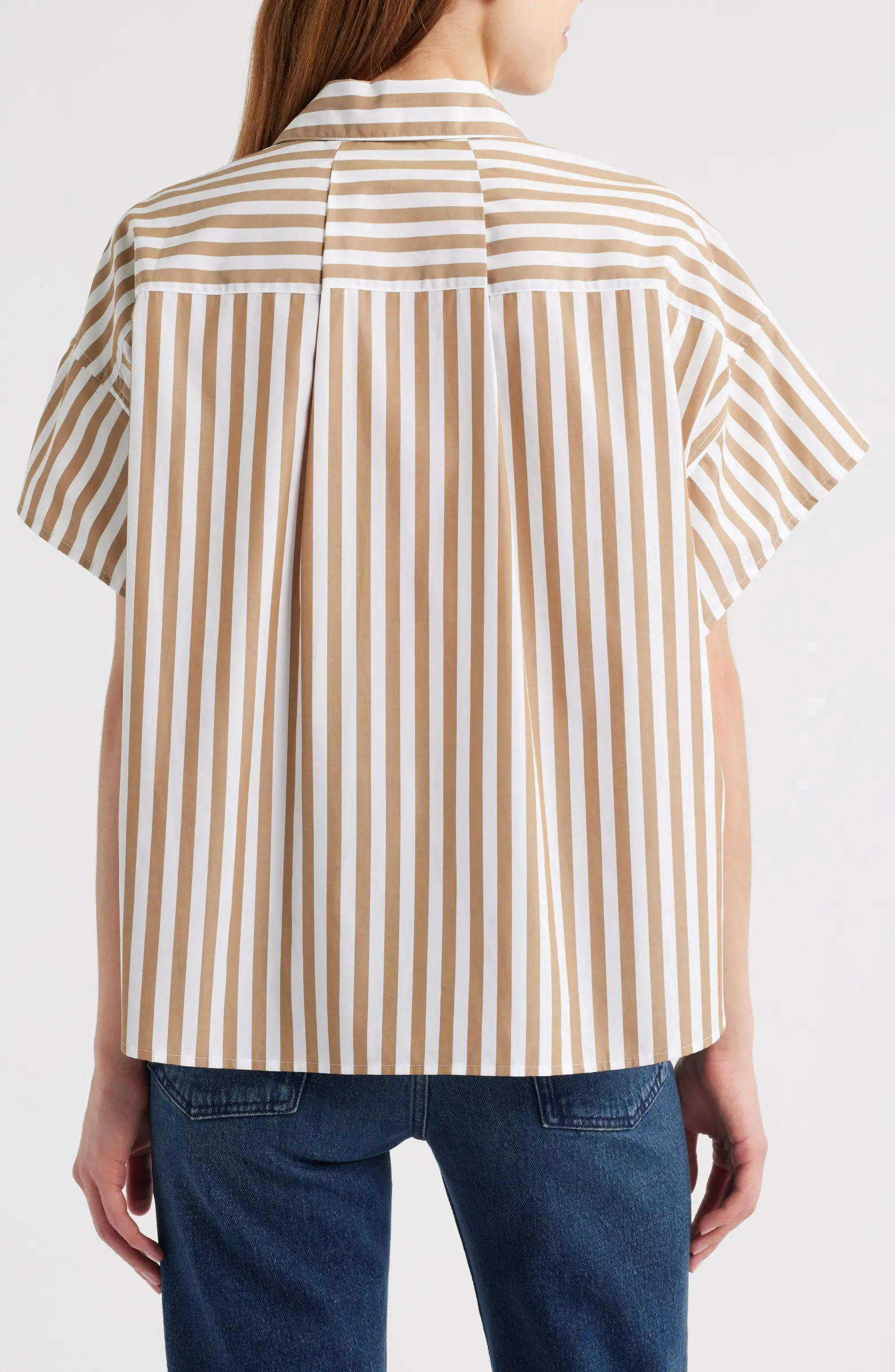 rag & bone Maura Stripe High-Low Cotton Poplin Button-Up Shirt | Nordstrom | Nordstrom