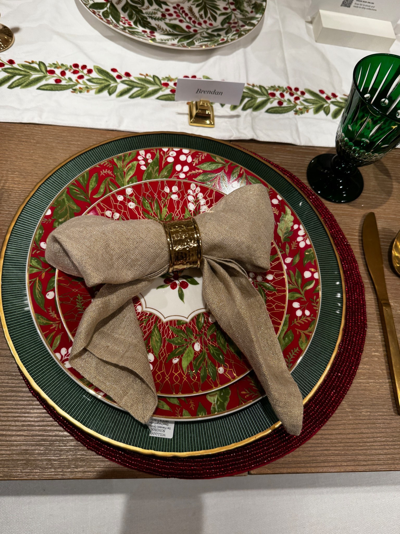 Setting the scene for holiday gatherings!Loving how this Williams Sonoma tableware, green glassware, and festive runner come together for a chic and cozy holiday table. Perfect for entertaining in style this season!
#tablescape #holidaydining 

#LTKSeasonal #LTKHome #LTKHoliday