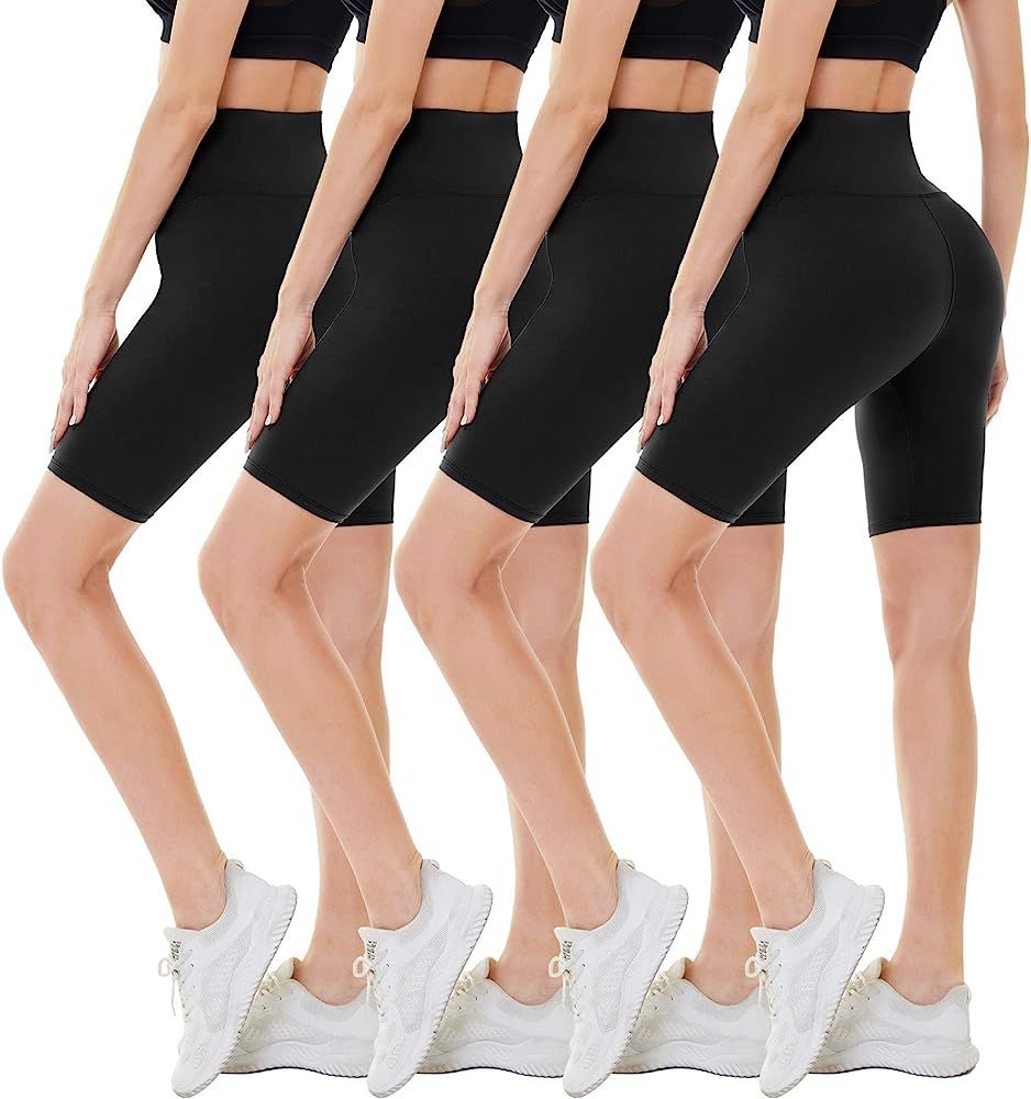 CAMPSNAIL 4 Pack Biker Shorts for Women – 8" High Waist Tummy Control Workout Yoga Running Comp... | Amazon (US)