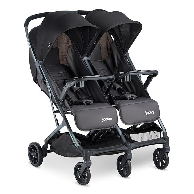 Joovy Kooper X2 Double Stroller, Lightweight Travel Stroller, Compact Fold with Tray, Forged Iron | Amazon (US)