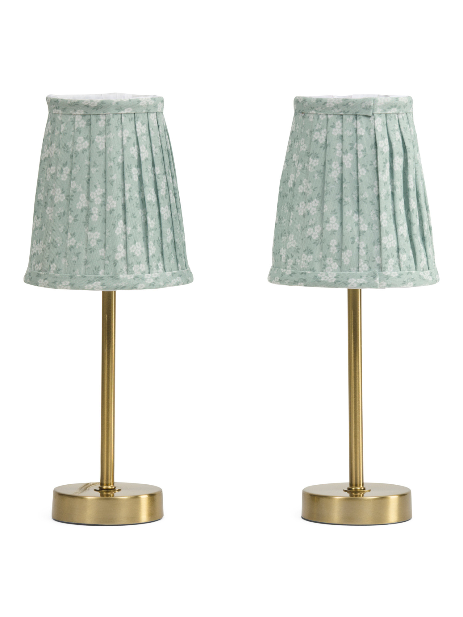 Set Of 2 14in Metal Table Lamps With Patterned Pleated Shades | TJ Maxx