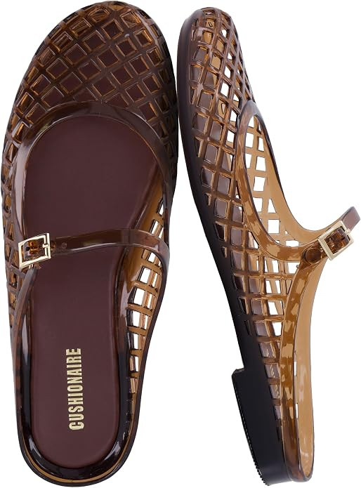CUSHIONAIRE Java Casual Womens Jelly Flats with Adjustable Strap, Closed Toe Mary Janes Mule Desi... | Amazon (US)