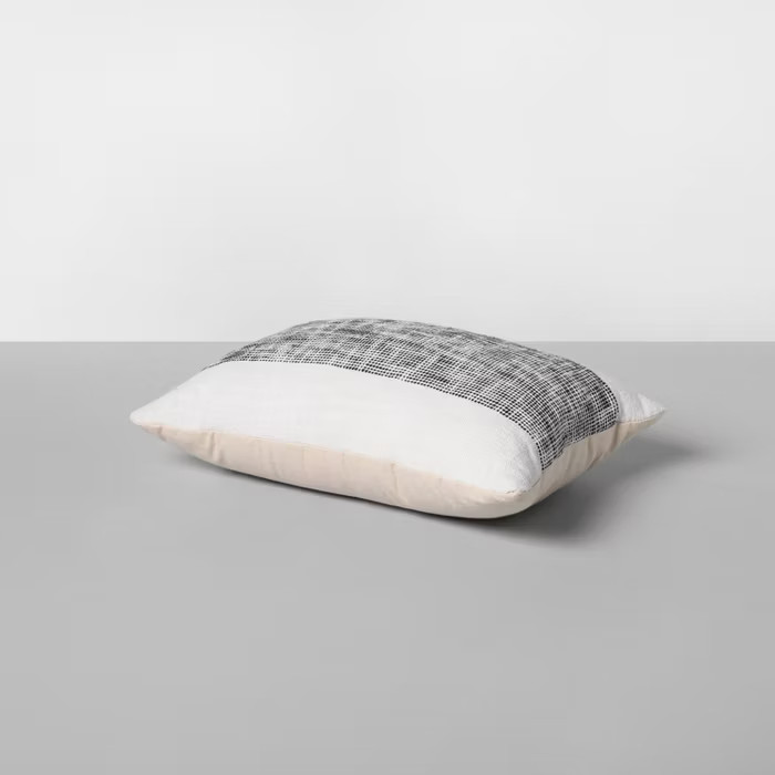 14" x 20" Textured Lumbar Throw Pillow Railroad Gray / Sour Cream - Hearth & Hand™ with Magnoli... | Target